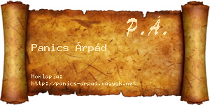 Panics Árpád névjegykártya
