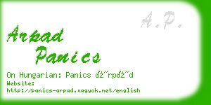 arpad panics business card